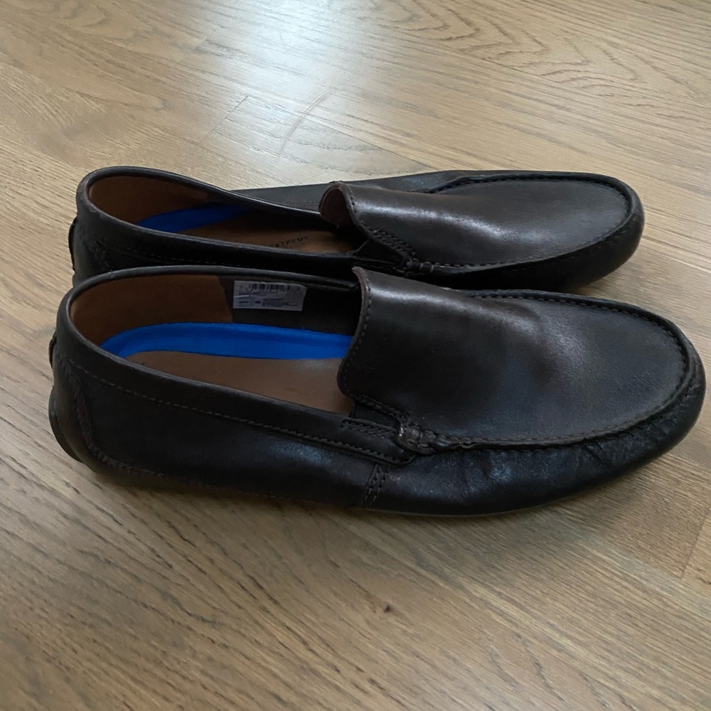 Clarks Collection Dark Brown Leather Slip-On Loafers Extreme Comfort Size 10,5